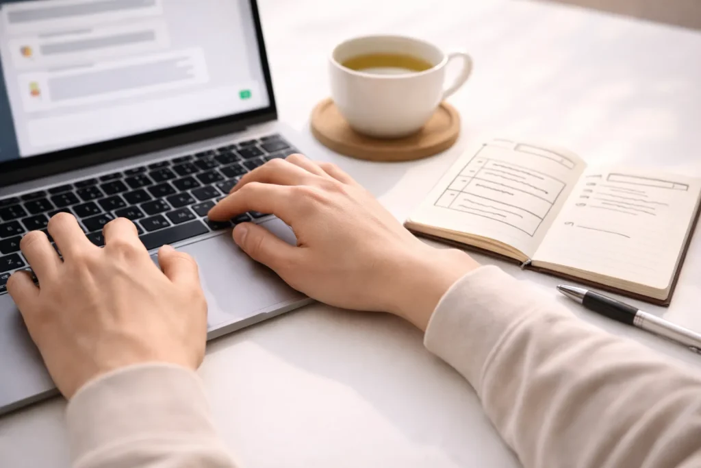 AIで調べものするためのプロンプトを入力しているイメージ