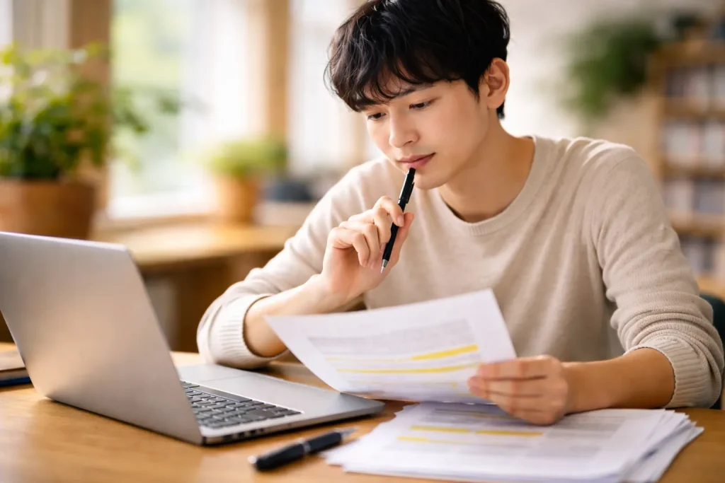 論文要約AIの引用・著作権の注意点を確認しているイメージ
