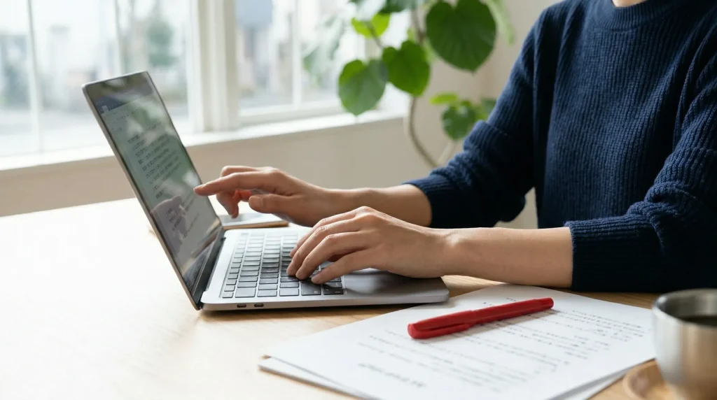 AIが作成したメールの文面を仕上げているイメージ