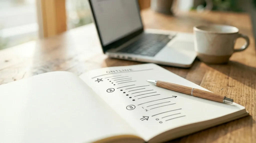 ブログ記事の構成（見出し）を整理しているイメージ