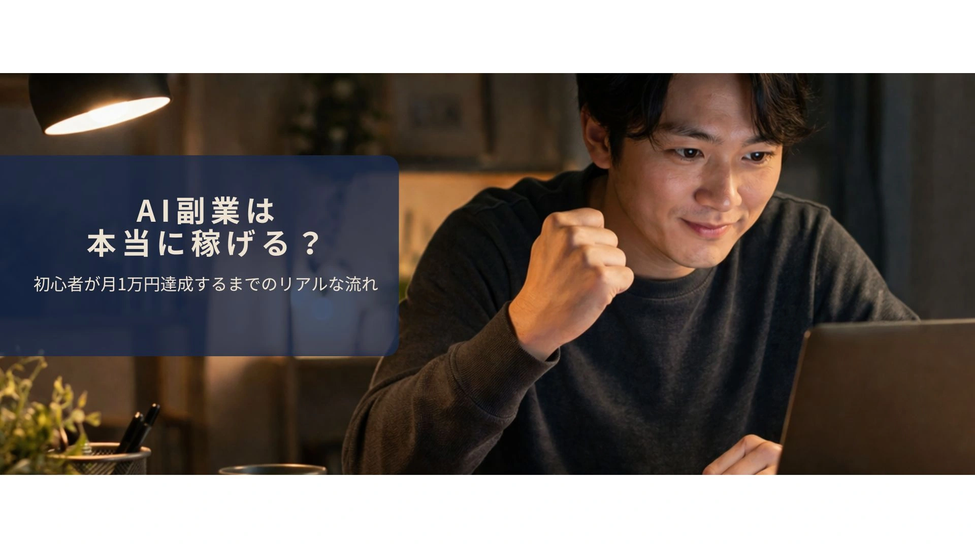 AI副業で初めての収益を確認しているイメージ