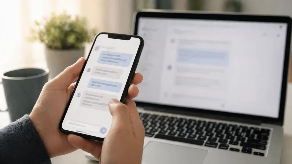 ChatGPTの無料版をスマホで使っているイメージ