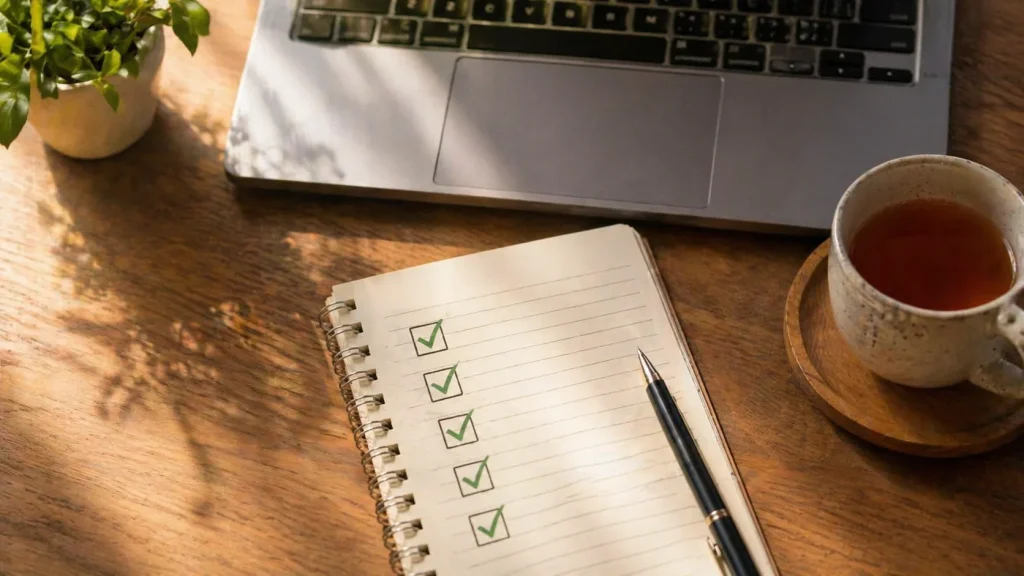 AI著作権で「やっていいこと」をチェックリストで確認しているイメージ