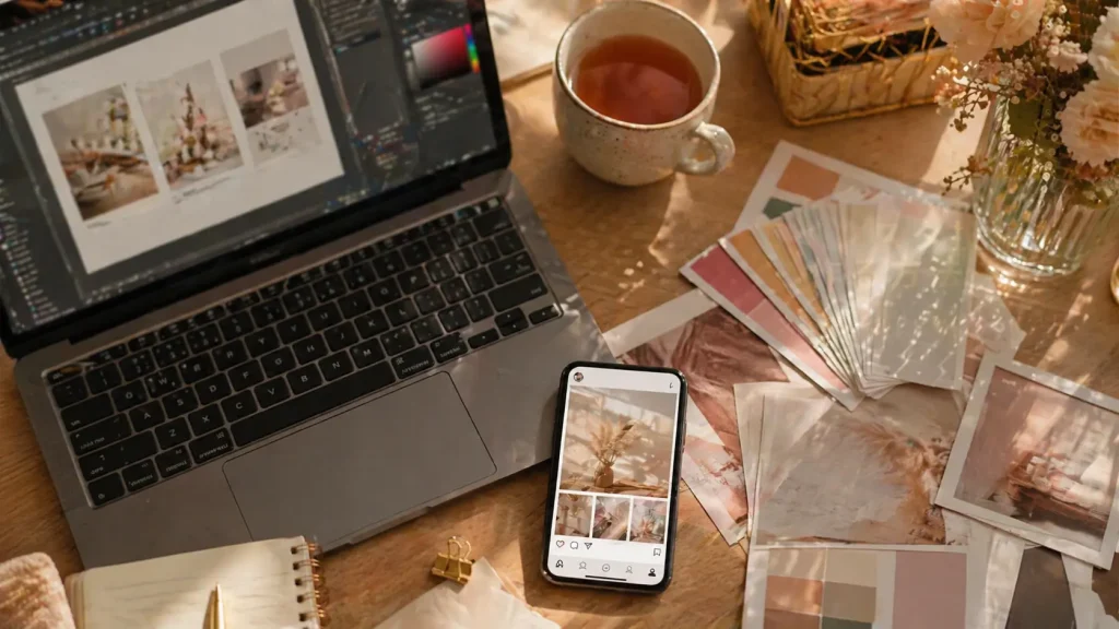 Canva AIでインスタ投稿用の画像をデザインしているイメージ