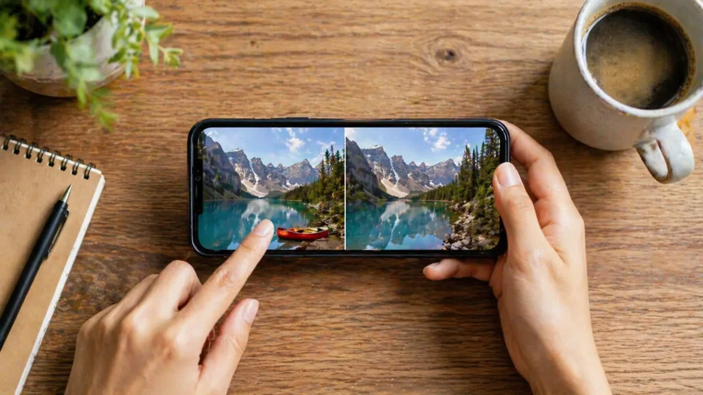 AIが写真から不要物を消している様子のイメージ