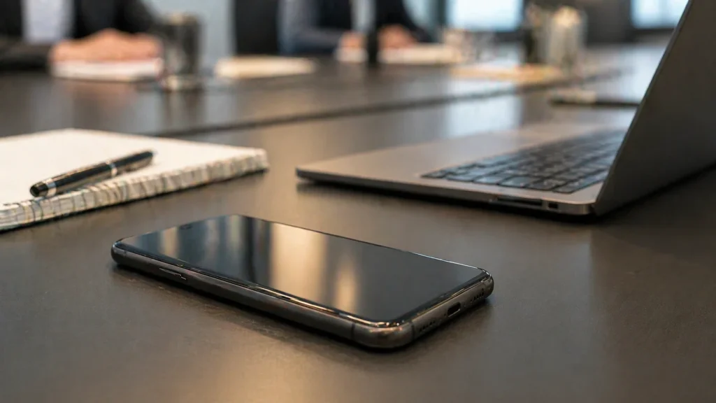 AI文字起こしツールで会議の音声を録音しているイメージ