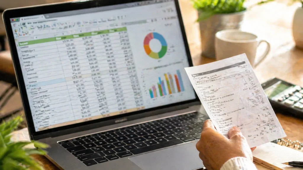 ChatGPTでクレジットカード明細を勘定科目別に分類しているイメージ