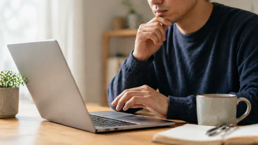 ChatGPTに入力する情報を慎重に選んでいるイメージ