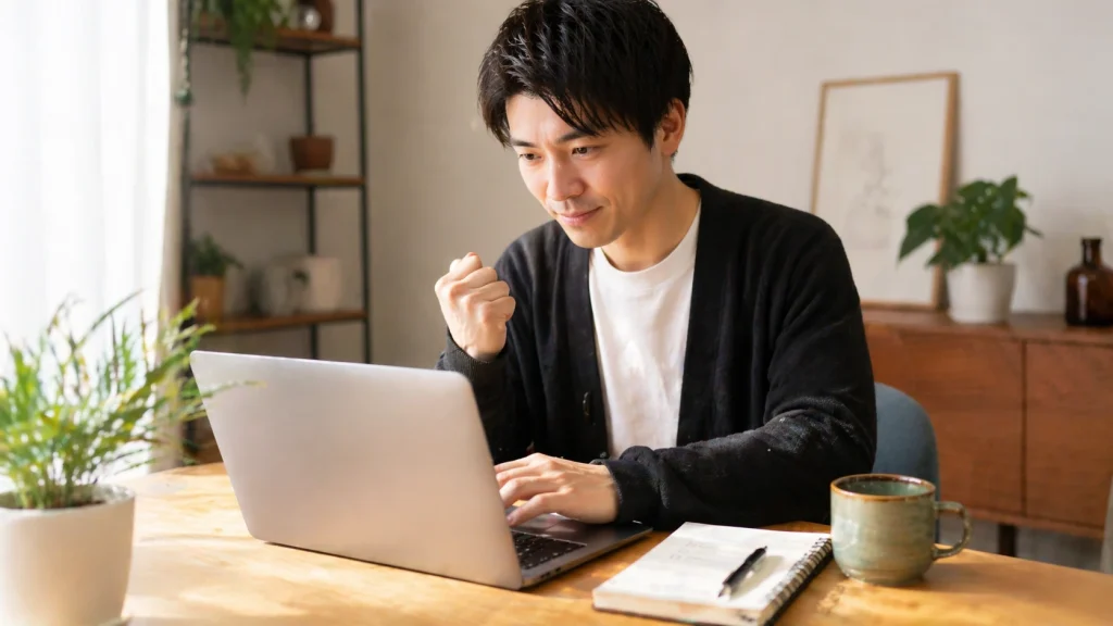 クラウドワークスで初めてのライティング案件に応募しているイメージ