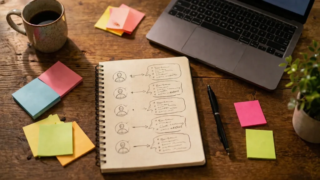 ターゲット読者の悩みからブログネタを逆算しているイメージ