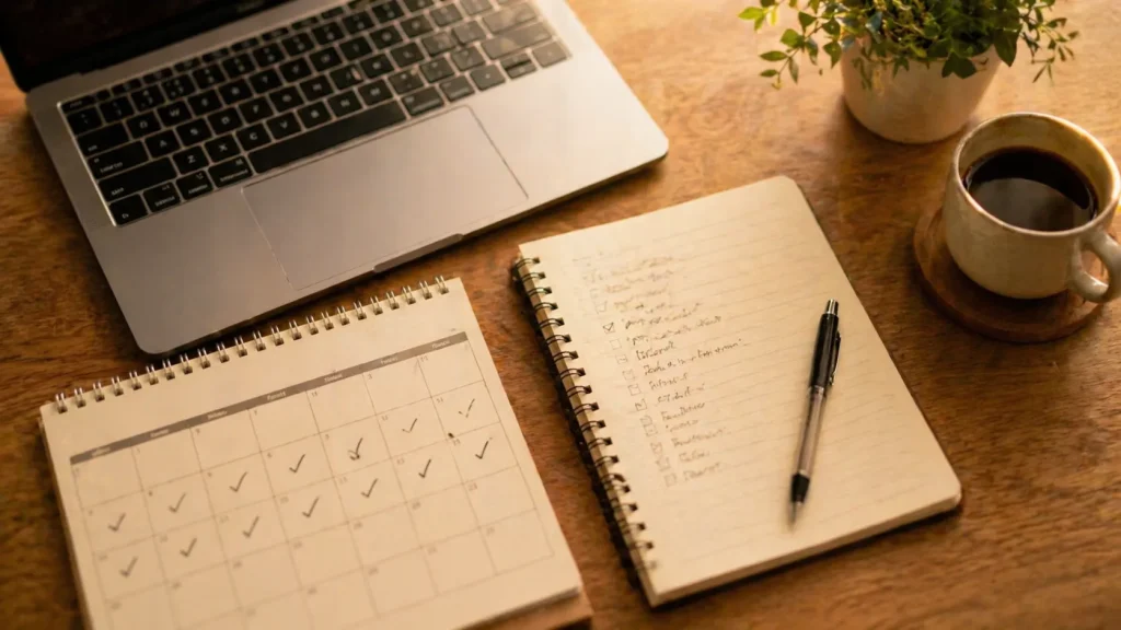 AI副業の3ヶ月間の進捗を記録しているイメージ