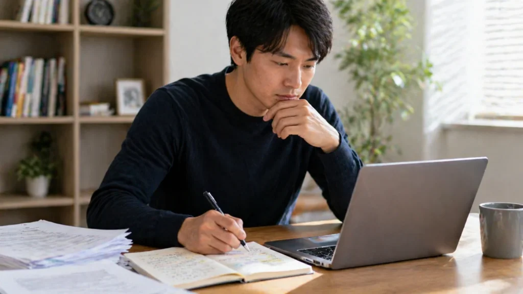 AIの要約結果を原文と照合して確認しているイメージ