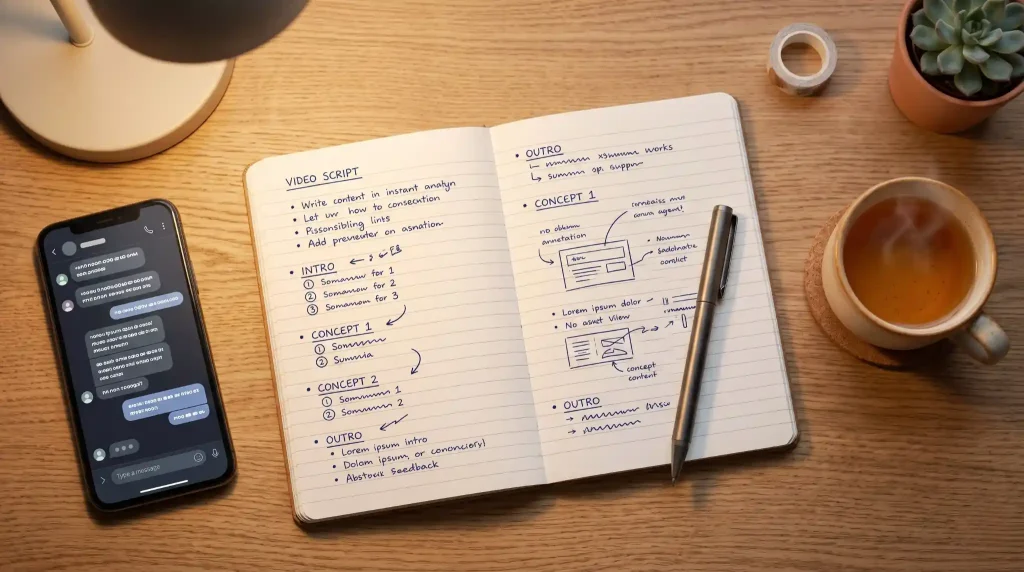 ChatGPTでショート動画の台本を作成しているイメージ