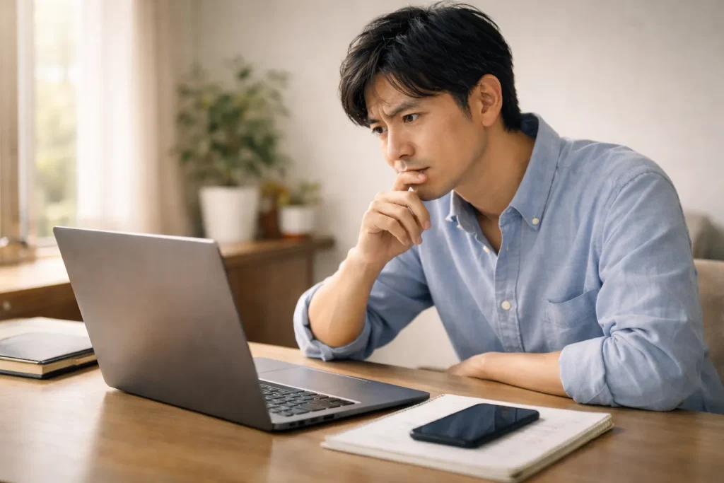 AIで書いた文章がバレるか気にしているイメージ