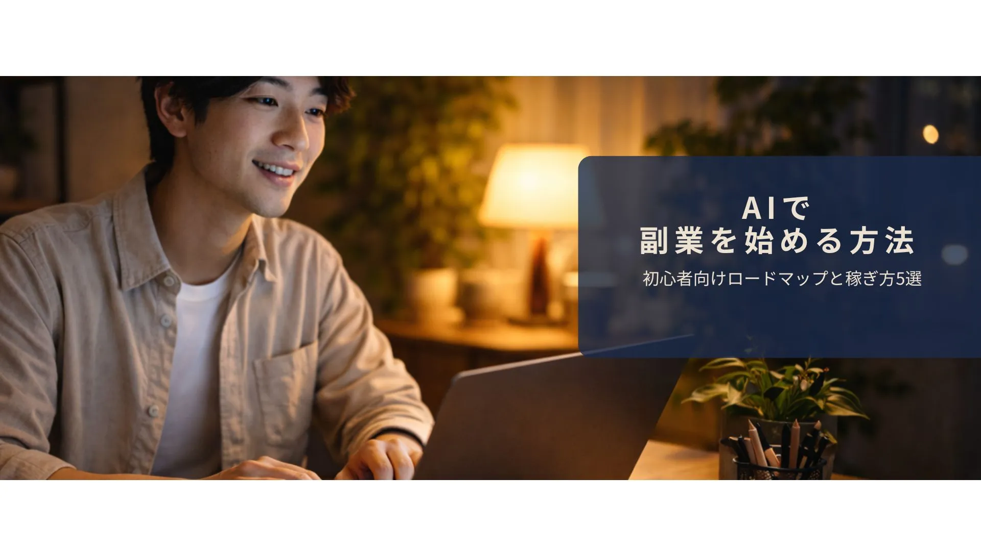 AIを使って副業を始める準備をしているイメージ