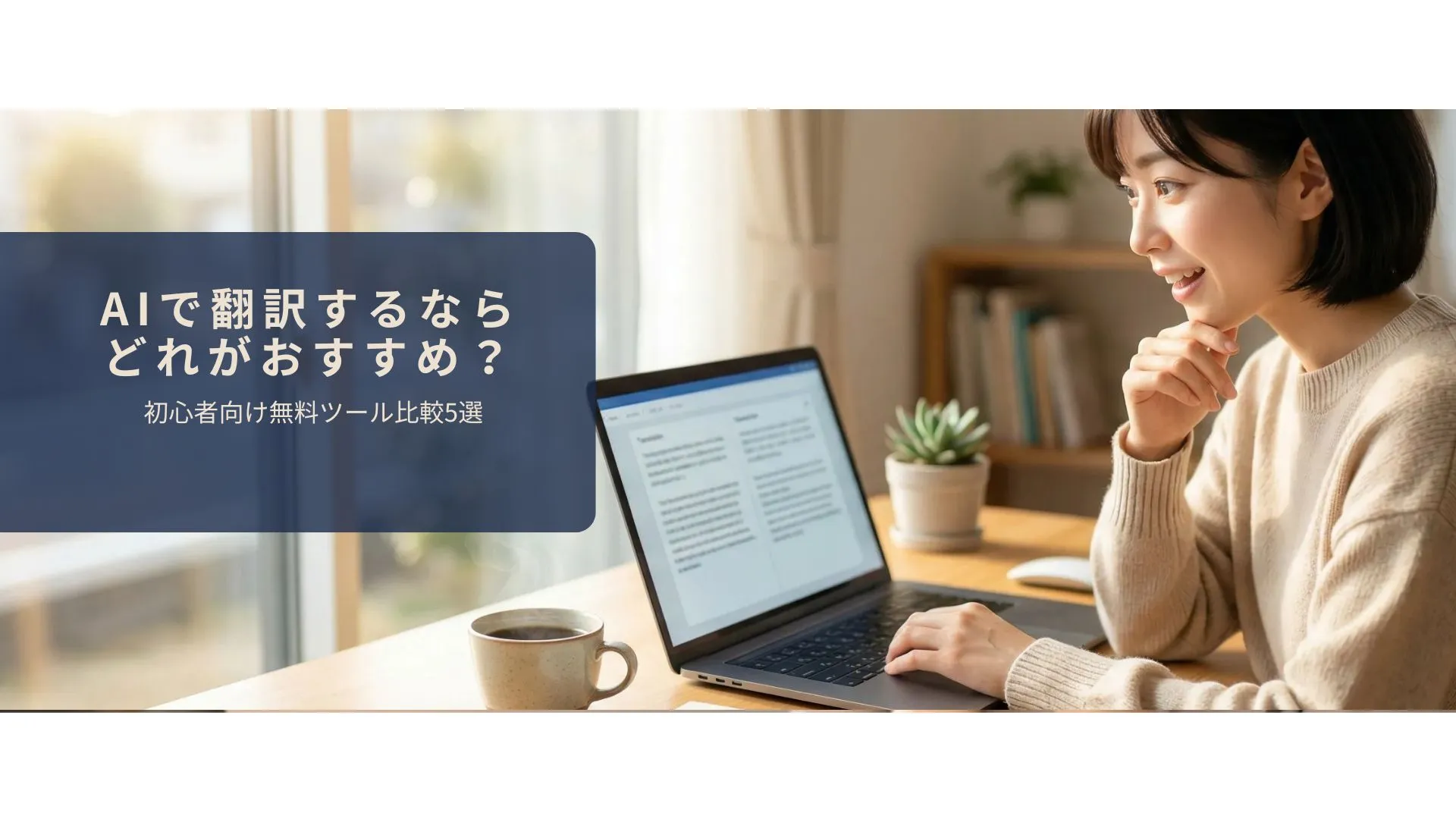 AI翻訳ツールで自然な翻訳結果を確認しているイメージ