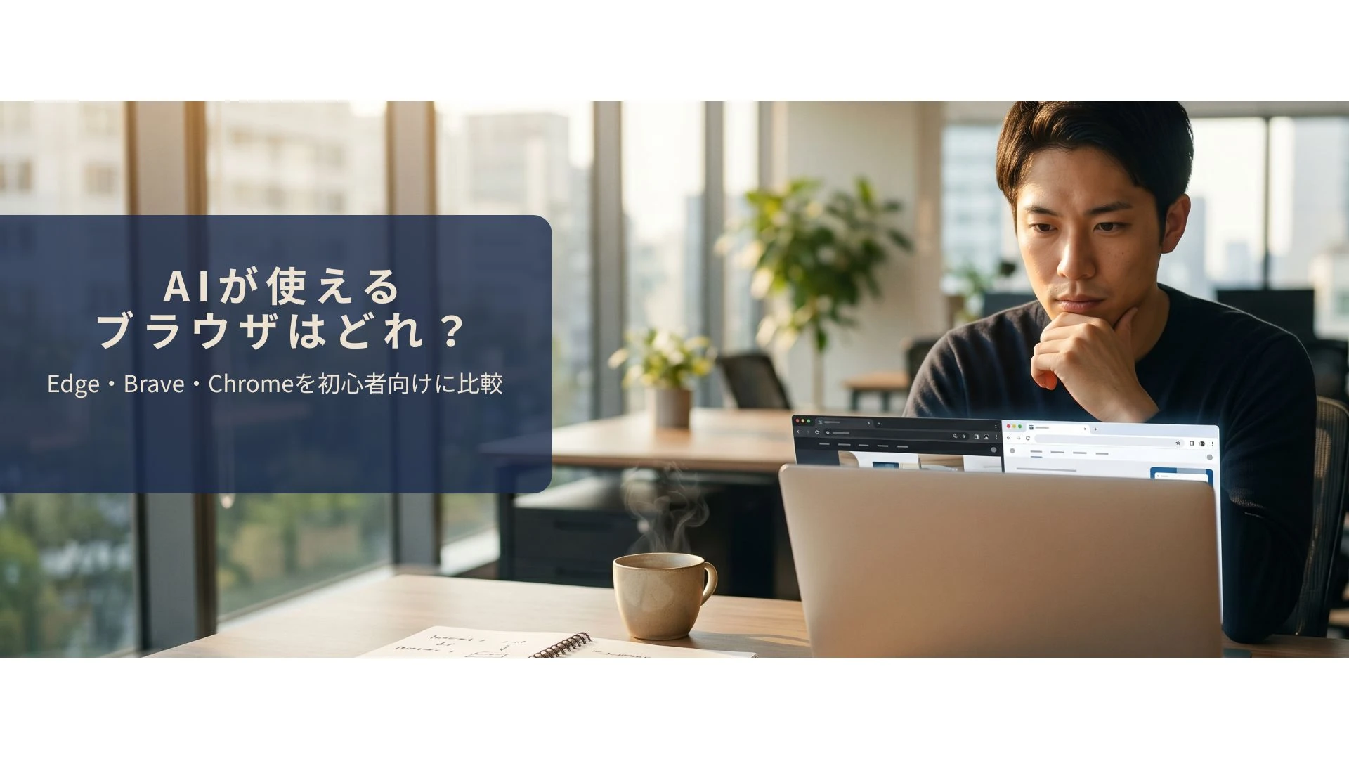 AI機能が搭載されたブラウザを比較しているイメージ